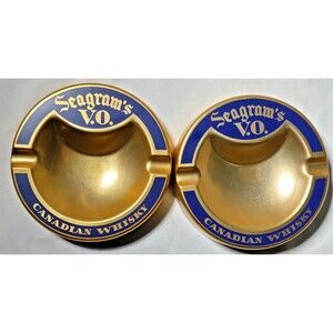 2 1950s Seagram's V.O. Ashtray Canadian Whisky Soctal Varese MCM Vintage Italy